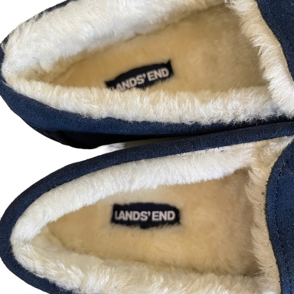 Lands' End Women's Size 6D Wide Blue Suede Moccasin Slippers NWT - Picture 4 of 9